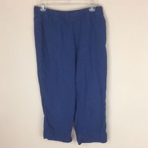 J Jill Blue 100% Linen  Elastic Waist Pants Size XS Petite